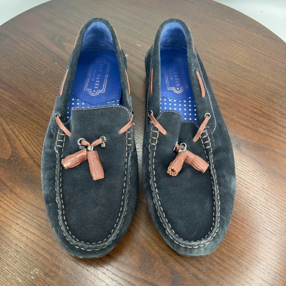 Ted Baker Muddi Loafer Shoes Men's 9 Black‎ Suede Moc Toe Boat Slip On FD05718